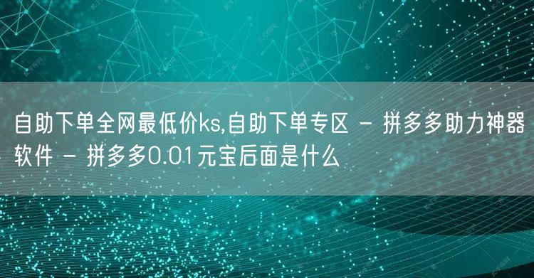 自助下单全网最低价ks,自助下单专区 - 拼多多助力神器软件 - 拼多多0.01