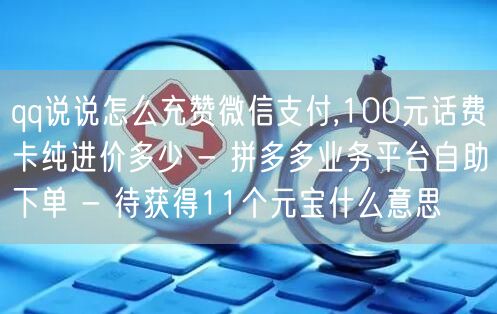 qq说说怎么充赞微信支付,100元话费卡纯进价多少 - 拼多多业务平台自助下单 